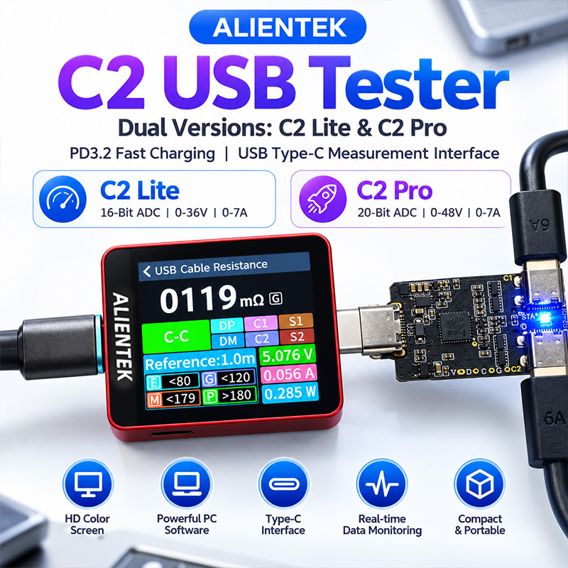 ALIENTEK C2 Color Screen Teste - đánh giá và giá Power Supply Tester