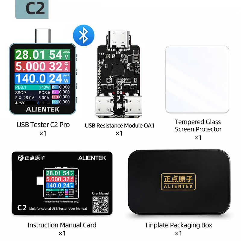 ALIENTEK C2 Color Screen Teste - đánh giá và giá Power Supply Tester